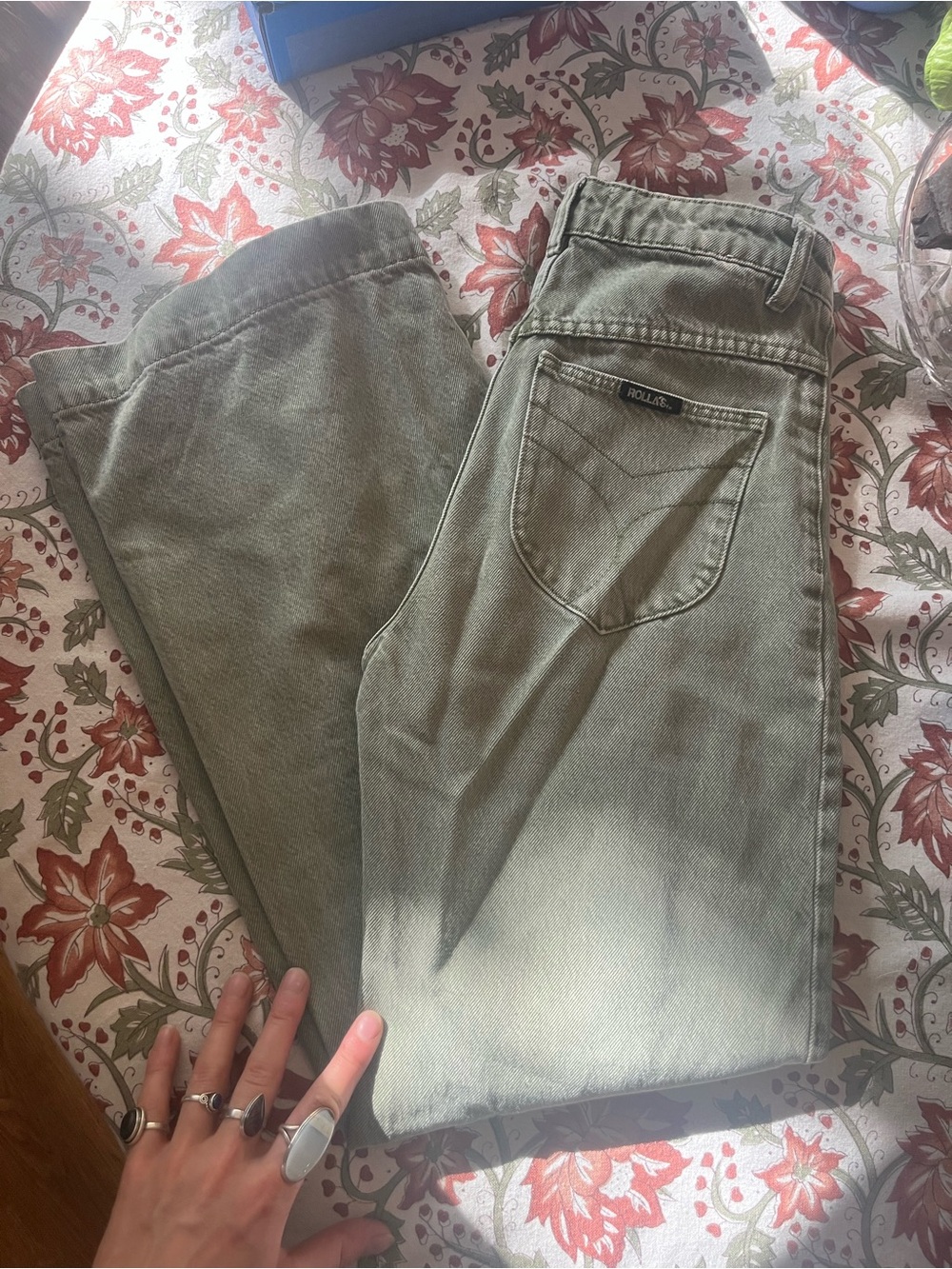 ROLLA'S Olive Green Wide Leg Jeans - Picture 2 of 4